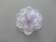 Chiffon-Blumenapplikation Nr. S504-02 mit Perlen und Strasssteinen, Größe ca. 7,5 cm