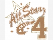 Nieten-/Stoff-Bügelmotiv PS 010 - All Stars 4 Athletic, Größe ca. 21 x 20 cm