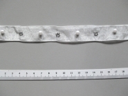 Organzaband G3708 in weiß mit Perlen und Strasssteinen, Breite ca. 25 mm