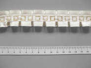 Satinband plissiert G3701-5 in creme mit Glitter-Dekor gold, Breite ca. 4,5 cm