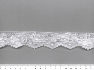 Schleifen-Tüllspitze bestickt G3498 in weiß mit Perlen, Breite ca. 3,5 cm