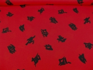Faschingsstoff Shanghai CA1015-44 in rot mit schwarzen Schriftzeichen, Breite ca. 145 cm