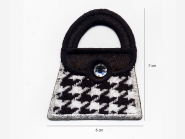 Stoffapplikation SM1544-0301 - Handtasche schwarz-weiß, mit Strassstein, Größe: ca. 6 x 7 cm