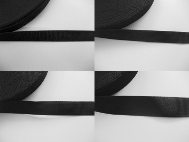 Gurtband 0649 schwarz, Stärke ca. 1,3 mm, Breiten 20-40 mm