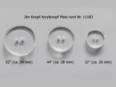 Jim Knopf Acrylknopf Plexi rund Nr. 11183-44, Größe 44 (ca. 28 mm)
