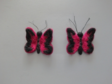Jim Knopf Filz-Schmetterling Nr. 13396-03, Farbe 03 pink-schwarz