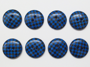 Knopf kariert - Vichyknopf Nr. 6485-36-6, Farbe 6 blau/schwarz