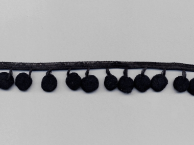 Pomponborte - Bommelborte Nr. 15009-09, Farbe 09 schwarz