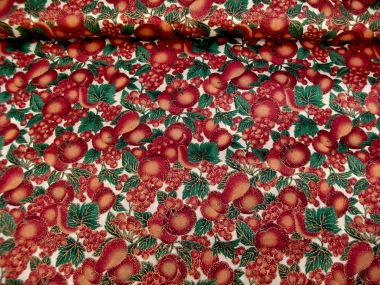 Weihnachtsdekostoff L8113-113 Weihnachtsapfel in rot und roter Glitter