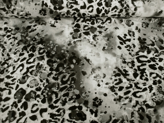 Feinjersey Leodruck 466880 in natur-grau-schwarz mit Silberglitter