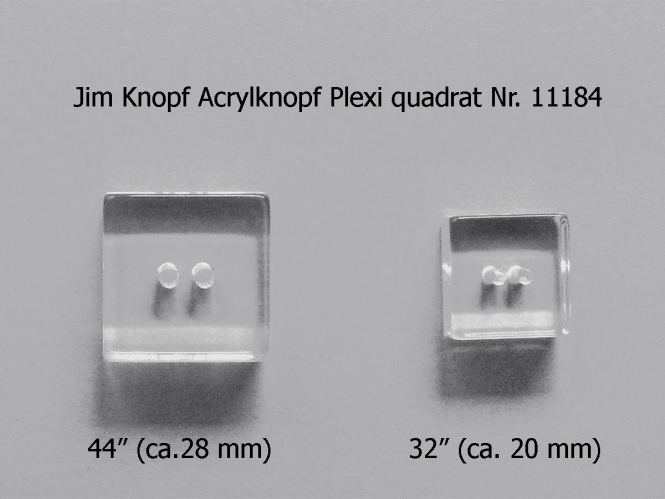 Jim Knopf Acrylknopf Plexi quadrat Nr. 11184-44, Größe 44 (ca. 28 mm)