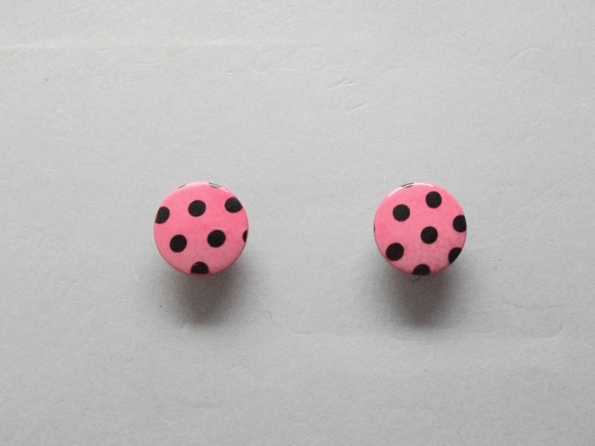 Knopf mit schwarzen Punkten Nr. 6089-28-9, Farbe 9 rosa/schwarz