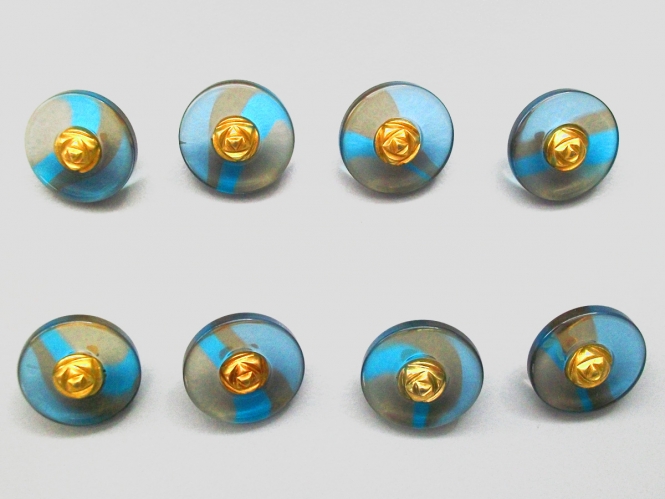 Knopf transparent mit Farbverlauf und Rose gold 71800-24-18, Farbe 18 Blautöne 