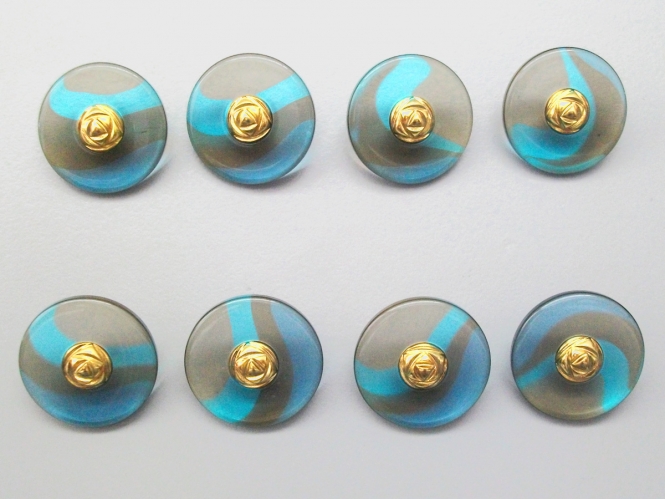 Knopf transparent mit Farbverlauf und Rose gold 71800-34-18, Farbe 18 Blautöne 