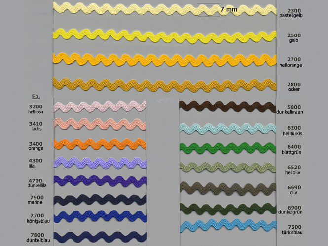 Zackenlitze 33034-2500, Breite 4 mm, Farbe 2500 gelb