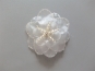 Chiffon-Blumenapplikation Nr. S 504-01 mit Perlen und Strasssteinen, Farbe 01 weiß-ivory